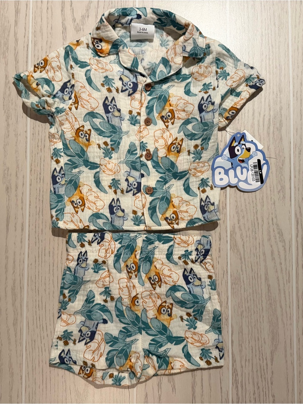 Bluey Baby Boys Tropical Hawaiian Shirt Shorts Set 3-6M NWT
